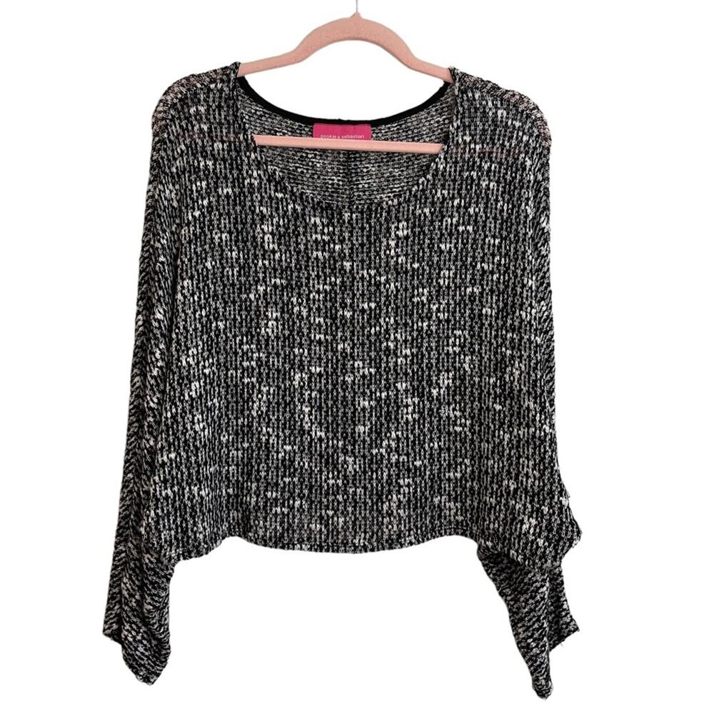 Pookie & Sebastian Black and White Batwing Sleeve Sweater